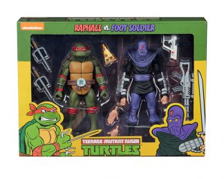 NECA TMNT Teenage Mutant Ninja Turtles Raphael Vs Foot Soldier Cartoon 2 Pack -0