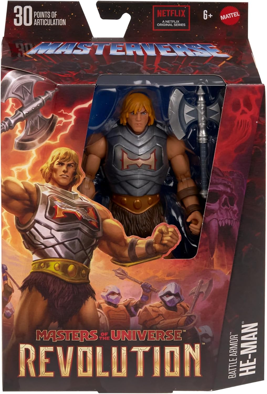 Masters of the Universe Revolution Masterverse He-Man Action Figure with Removable Battle Armor, Deluxe Collectible 3 Masters of the Universe Revolution Battle Armor He-Man Action Figure (Cased )